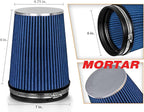 Mortar Aftermarket Auto Air Filter – 6 In Flange ID Car Enthusiast Class Universal Cold Air Intake Gulps in More Air for More Engine Power & Passionate Induction Sound, Length 8 In, Blue