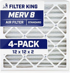 Filter King 12x12x2 Air Filter | 4-PACK | MERV 8 HVAC Pleated A/C Furnace Filters | MADE IN USA | Actual Size: 12x12x1.75"