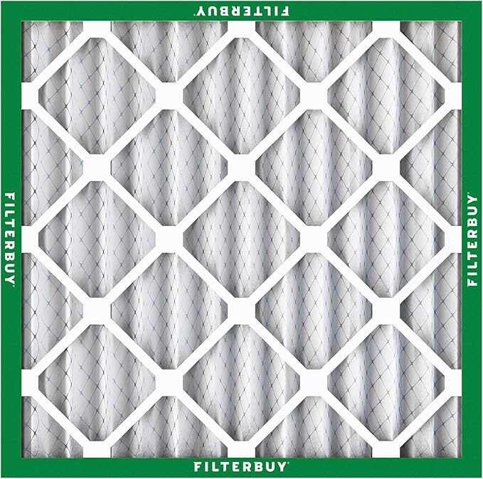 Filterbuy 25x25x2 Air Filter MERV 8 Essential Dust & Allergy Defense (4-Pack), Electrostatic Pleated HVAC AC Furnace Filters Replacement, Made in USA (Actual Size: 24.50 x 24.50 x 1.75)
