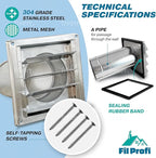 (6 Inch) Wall Vent Cover with Metal Mesh Screen,Exterior Hood Vent for House,Extended air Pipe.