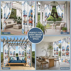 Ocean Gnome Outdoor Curtains for Patio Summer Marine Plumeria Shell Wooden Waterproof Outside Curtains with Grommet Top Weatherproof Curtain for Cabana Pergola Gazebo, 2 Pack, 54" W x 84" L