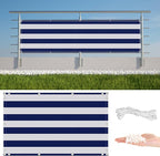 Privacy Screen Protector 3' x 9.8' Durable UV-Resistant Privacy Screen for Fence, Included Cable Zip Ties for Carport, Fence, Patio, Apartment, Backyard, Balcony, Blue Stripes