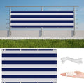 Privacy Screen Protector 3' x 23' UV-Resistant Visibility Reduction Patio Privacy Screens for Balcony, Included Cable Zip Ties for Decks, Patios, Backyards, Pools, Porches, Railings, Blue Stripes