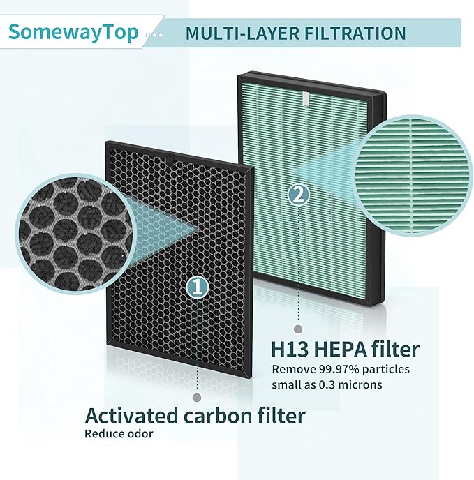 Filters Replacement Kit Compatible with BioGs 2.0 Filter Replacement, Air Clenaer to Remove Odor for Home and Large Room, 2x H13 True HEPA and 2x Carbon