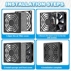 PATIKIL 70mm Fan Filter Grill, 6 Pcs Plastic Ventilation Dustproof Grill Cover Cooling Ventilator with Screws for Industry Workshop Computer Case Refrigerators Air Conditioning, Black