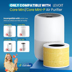 Core Mini Replacement Filter Compatible with LEVOIT Core mini-P Air Purifier, 3-in-1 Pre, H13 True HEPA, Activated Carbon Filtration System,Core Mini-RF,2 Filter & 10 Fragrance Sponge，Yellow
