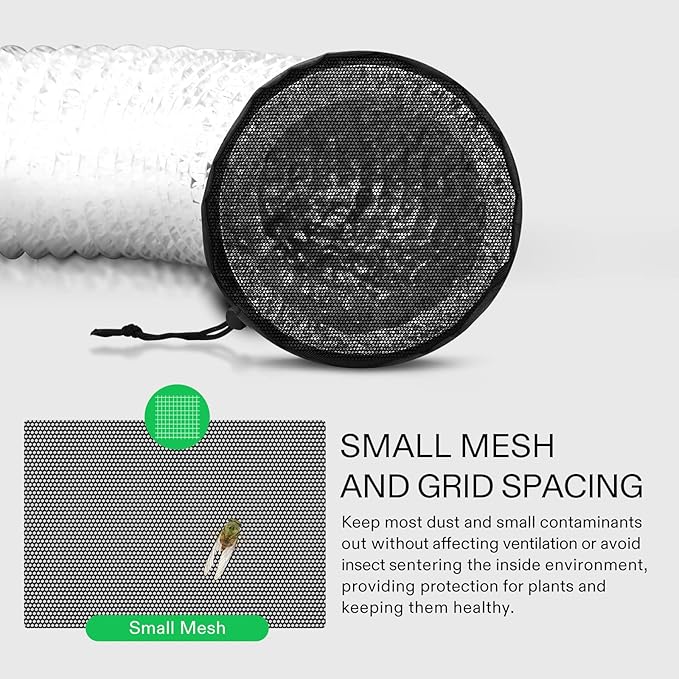 VIVOSUN 2-Pcs. Grow Tent Vent Cover, 4"/6"/8" Duct Filter Vent Cover with Elastic Band and Fixed Buckle for Plant Grow Tent Vent