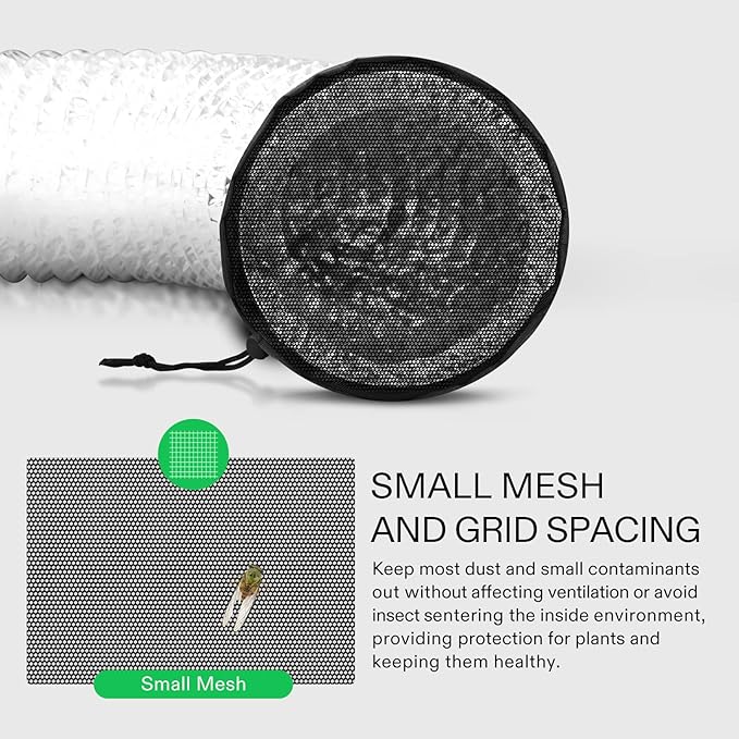 VIVOSUN 2-Pcs. Grow Tent Vent Cover, 4"/6"/8" Duct Filter Vent Cover with Elastic Band and Fixed Buckle for Plant Grow Tent Vent