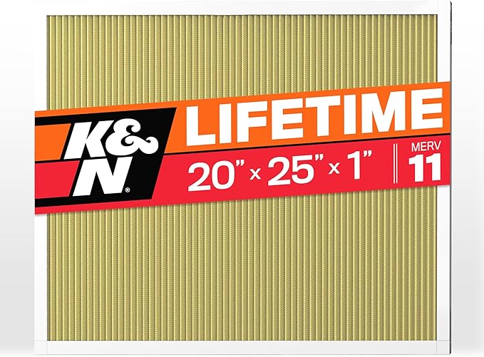 K&N 20x25x1 Air Filter, Merv 11, Washable Air Filter, the Last Furnace Filter You Will Ever Buy, Breathe Safely at Home or in the Office (Actual Dimensions .8 x 24.6 x 19.6 inches,1 Count (Pack of 1)