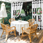 Summer Outdoor Curtains for Patio Leaves Garland Plumeria Wood Buffalo Plaid Waterproof Outside Curtains with Grommet Top Weatherproof Curtain for Cabana Pergola Gazebo, 1 Panel, 54" W x 108" L
