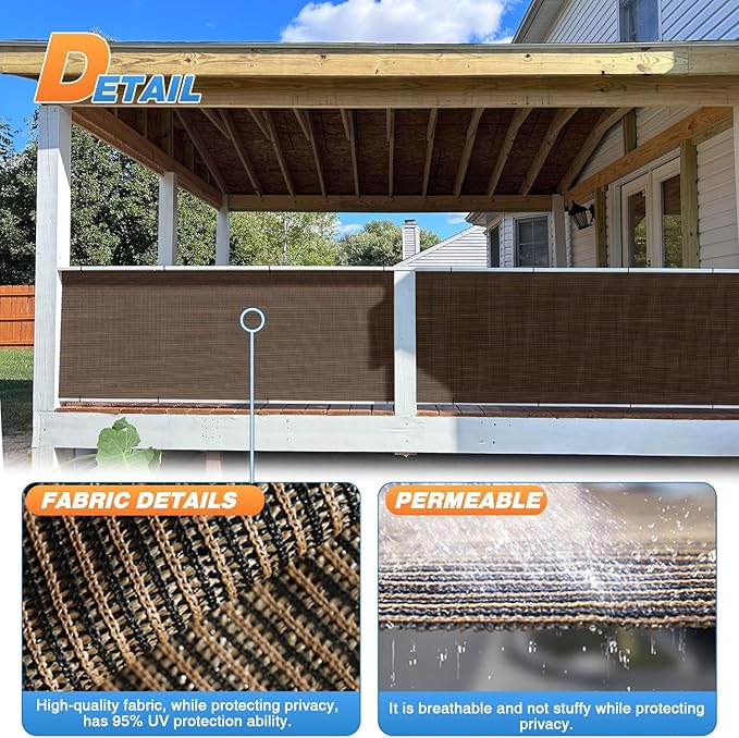 TANG Sun Shade Fabric Roll 8'x98' Shade Cloth for Garden Brown HDPE Mesh Shading Pergola Cover Replacement Canopy, 95% Blockage Sunshades for Outdoor Patio Backyard Plant