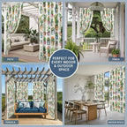 Summer Cactus Outdoor Curtains for Patio Cactus Tropical Plant Wooden Waterproof Outside Curtains with Grommet Top Weatherproof Curtain for Cabana Pergola Gazebo, 2 Pack, 54" W x 95" L
