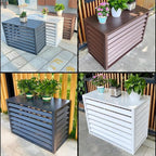 Aluminum Air Conditioner Fence Set of 2, Louvered Outdoor AC Unit Cover, Decorative Privacy Screen, Weatherproof and Anti-Theft (White 100x50x70cm/39x20x28in)