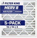 Filter King 15x15x4 Air Filter | 5-PACK | MERV 8 HVAC Pleated A/C Furnace Filters | MADE IN USA | Actual Size: 14.5 x 14.5 x 3.75"