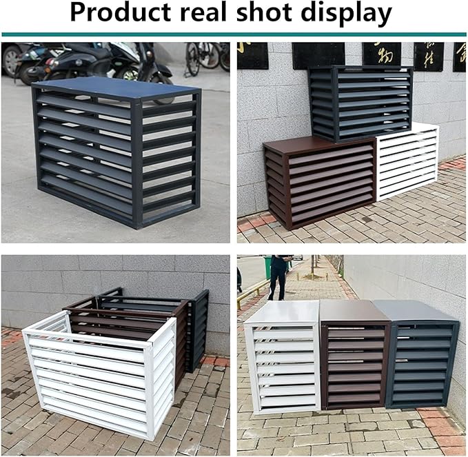Aluminum Outdoor Condenser Protective Cover, freestanding Enclosure to Cover Garbage Or Ac Units, beautiful and durable appearance, suitable for gardens, balconies, walls, courtyards ( Color : FOUR-BR