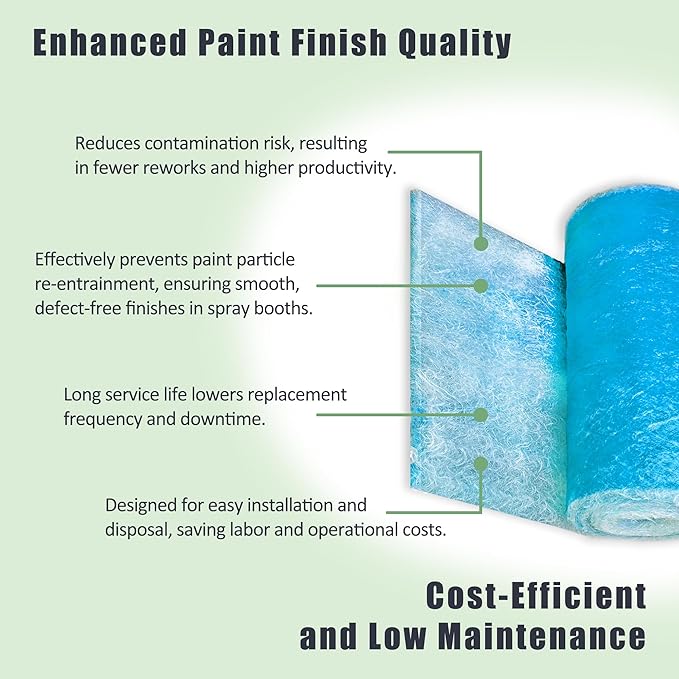 Fiberglass Paint Booth Filter Roll for Spray Booth 18-Gram Blue 200ft (20.5" x 200ft)