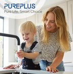 PUREPLUS 2-Stage Whole House Water Filtration System, Reduces Chlorine, Odor, Heavy Metals, Iron, Manganese, 10"x4.5" Housing, 1" Inlet/Outlet, PP Sediment & RFN Iron Filter, Pressure Gauges Included