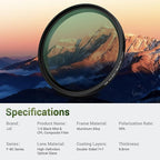 55mm Black Diffusion 1/4 & Reflectivity CPL 2 in-1 Filter with Lens Cap, Dreamy Softens Highlights with Effective Polarization, Mist Cinematic Polarizer Effect Filter with ND2 Reduction