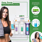 Reverse Osmosis Alkaline pH+ Water Filter Set | 6 Replacement Water Filters with 100 GDP Membrane | 6 Month Supply | Under Sink RO Water Filter | PP, GAC, CTO, ROM, PC, ALK | Universal 10 Inch Size