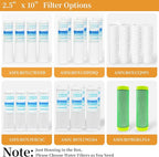 Geekpure 10-Inch Whole House Slim Water Filter Housing with Pressure Relief Valve - 3/4" NPT Brass Port-Fit for 2.5" x 10" Filters-Clear (1)