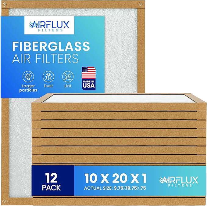 Fiberglass Air Filter -10x20x1Air Filter 12 Pack - Non Pleated 10"x20"x1", AC Filters for Home, Fiberglass, HVAC filters, Heater, Furnace Catcher for Dust - 1 YEAR SUPPLY