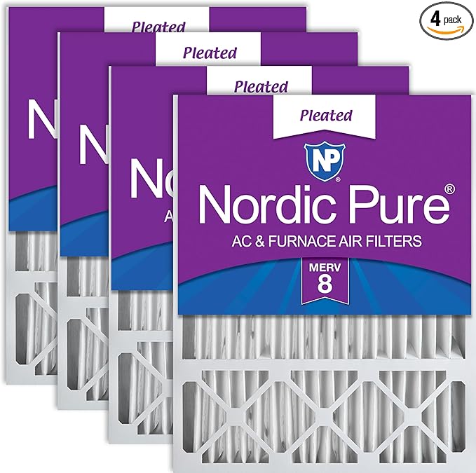 Nordic Pure 20x25x5 (Actual Size: 19 7/8 x 24 7/8 x 4 3/8) Honeywell/Lennox Replacement MERV 8 Air Filters 4 Pack