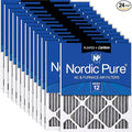 Nordic Pure 16x20x1 (Actual Size: 15 1/2 x 19 1/2 x 3/4) Furnace Air Filters MERV 12 Pleated Plus Carbon 24 Pack