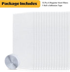 GCGOODS 15 Pcs 4" x 12" Air Filters for Home, Reusable & Washable, 3 Layers Register Vent Filters for Indoor Grille Filtration, Reduce Dander, Dirt, Dust and Pollen, Floor Vent Filters, White