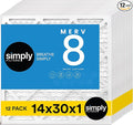 Simply 14x30x1 Air Filter, MERV 8, 12 Pack, For Home AC Furnace & HVAC (Actual Size: 13.75"x29.75"x0.75") DUST, Pet, & Allergy Control