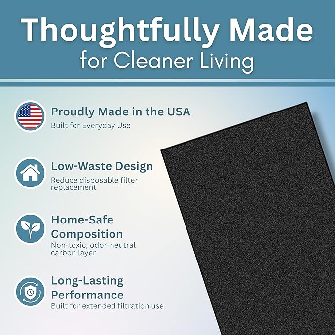 2-Pack Activated Carbon Charcoal Microwave Hood Filters - Pre-Cut 10" x 7.21" Microwave Hood Filters - Compatible w/Whirlpool WML55011 & KitchenAid Low‑Profile Models, Made in USA