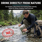 Tactiko Survival 20oz/600ml Purifying Water Bottle Filter Kit - Filter 265 Gal. Water from Rivers, Lakes & Streams - SGS Certified - UF Membrane, Activated Carbon - Camping, Hiking, Emergency (Green)