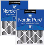 Nordic Pure 16x25x1 (Actual Size: 15 1/2 x 24 1/2 x 3/4) Furnace Air Filters MERV 12 Pleated Plus Carbon 2 Pack