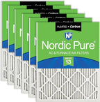 Nordic Pure 20x20x1 (Actual Size: 19 1/2 x 19 1/2 x 3/4) Pleated Air Filters MERV 13 Plus Carbon 6 Pack
