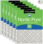 Nordic Pure 16x25x1 (Actual Size: 15 1/2 x 24 1/2 x 3/4) Pleated Air Filters MERV 13 Plus Carbon 6 Pack