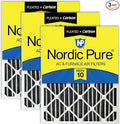 Nordic Pure 25x25x2 (Actual Size: 24 1/2 x 24 1/2 x 1 3/4) Furnace Air Filters MERV 10 Pleated Plus Carbon 3 Pack