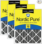 Nordic Pure 25x25x2 (Actual Size: 24 1/2 x 24 1/2 x 1 3/4) Furnace Air Filters MERV 10 Pleated Plus Carbon 3 Pack
