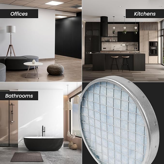 4" Inch Filter Replacement - Round Duct Filter System - G4 Class Filter and Mesh Screen - Dust Collection and Air Purification