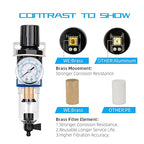 NANPU 1/4" NPT Compressed Air Filter Regulator Combo Piggyback, 5 Micron Brass Element, Poly Bowl, Manual Drain, Metal Bracket, 0-150 psi Gauge - AW2000-02M