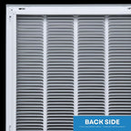 30x14 Return Air Vent Cover Grille for Wall or Ceiling Duct Opening - 1" Filter Compatible - Removable Flat Stamped Face Air Filter Grill by HVAC Premium - White - Overall Size: 32.5" x 16.5"