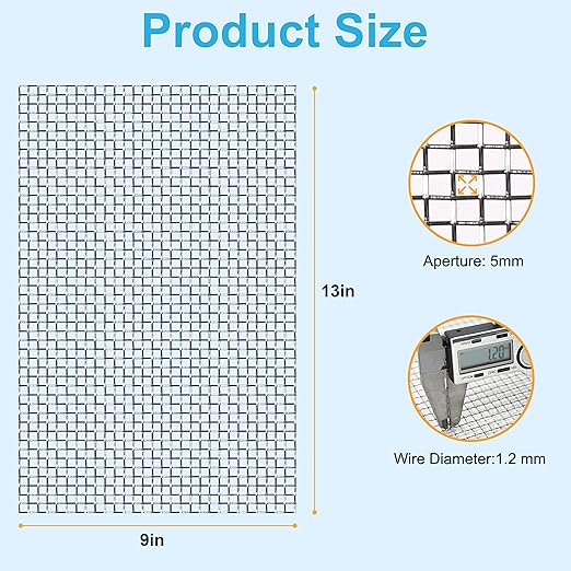 8 Pcs 13x9 (33cmx23cm) 20 Mesh 304 Stainless Steel Wire Mesh Sheet, Rustproof Metal Mesh Sheet Screen for DIY Crafts, Vent Covers, Garden Fencing, Window Protection & Industrial Filters