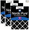 Nordic Pure 16x16x1 (Actual Size: 15 3/4 x 15 3/4 x 3/4) Pure Carbon Pleated Odor Reduction Furnace Air Filters 3 Pack