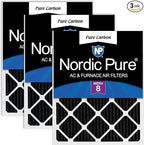 Nordic Pure 18x18x1 (Actual Size: 17 3/4 x 17 3/4 x 3/4) Pure Carbon Pleated Odor Reduction Furnace Air Filters 3 Pack