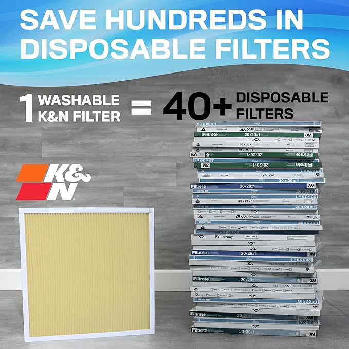 K&N 12x24x1 Air Filter, Merv 11, Washable Air Filter, the Last Furnace Filter You Will Ever Buy, Breathe Safely at Home or in the Office (Actual Dimensions .8 x 23.6 x 11.6 inches)
