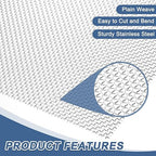 uxcell 8 Mesh 39" x 10" Woven Wire Mesh, 316 Stainless Steel Air Vent Filter Screen, Window Screen Mesh for DIY Projects Vents Cover Filtration Animals Fence