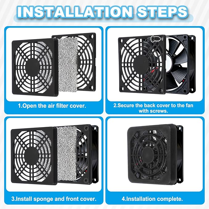 PATIKIL 60mm Fan Filter Grill, 12 Pcs Plastic Ventilation Dustproof Grill Covers Cooling Ventilator with Screws for Industry Workshop Computer Case Refrigerators Air Conditioning, Black