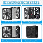 PATIKIL 60mm Fan Filter Grill, 6 Pcs Plastic Ventilation Dustproof Grill Covers Cooling Ventilator with Screws for Industry Workshop Computer Case Refrigerators Air Conditioning, Black