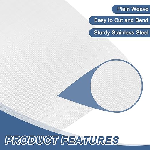 uxcell 80 Mesh 79" x 10" Woven Wire Mesh, 316 Stainless Steel Air Vent Filter Screen, Window Screen Mesh for DIY Projects Vents Cover Filtration Animals Fence