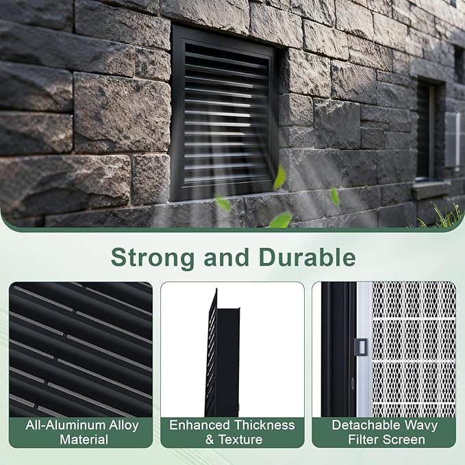 2-Pack 20"x20" Gable Vent - Premium Aluminum，Filter Screen for Removable, Ideal for Gables, Sheds, and Attics - Vent Opening 18"x18" - Boost Ventilation and Guard Against Moisture