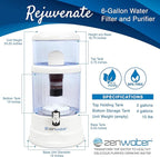 ZENWATER 6-Gallon Countertop Gravity Water Filter System - Portable Alkaline Filtration System - Enjoy Clean and Mineral-Rich Hydration at Home, Office, or Travel