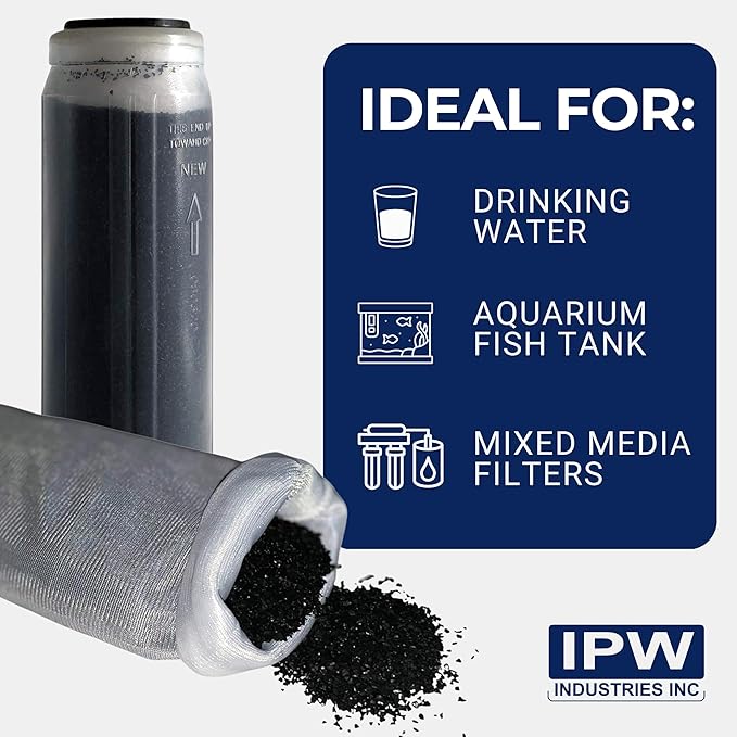 IPW Industries Bulk Activated Carbon - Coconut Shell Granular Activated Charcoal (GAC) for Water Filtration - Replacement Media for Pre and Post Carbon Water Filters (7 lbs)